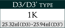 D3/D3’ type 1K 25.32㎡（D3）・25.94㎡（D3’）