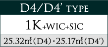D4/D4’ type 1K+WIC+SIC 25.32㎡（D4）・25.17㎡（D4’）