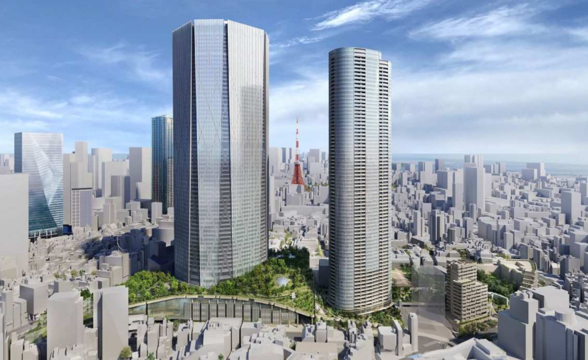 六本木五丁目西地区第一種市街地再開発事業 イメージパース（出典：「六本木五丁目西地区地区計画の決定（原案）について」より）