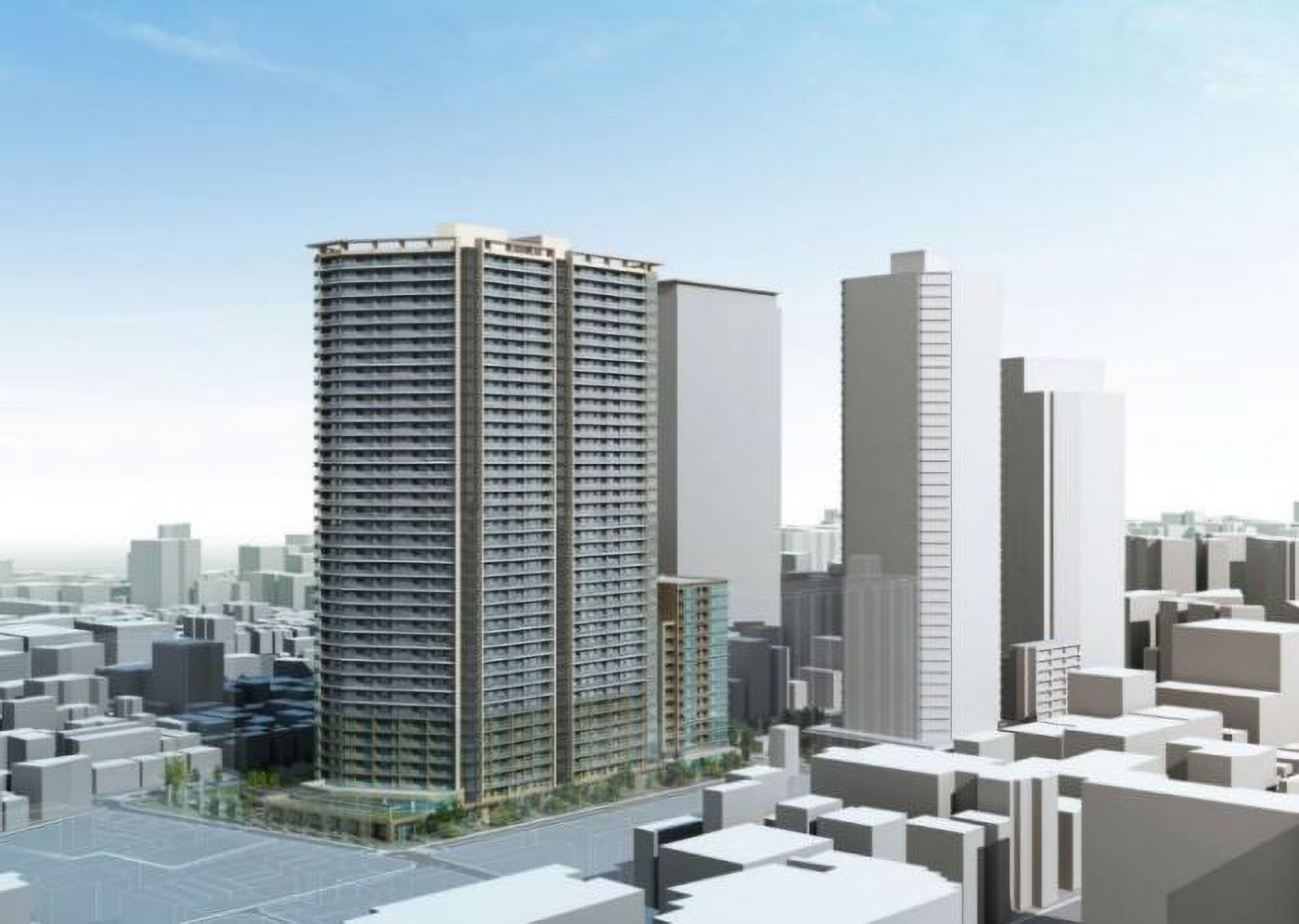 白金一丁目西部中地区第一種市街地再開発事業 完成イメージ（出典：港区HP「白金一丁目西部中地区第一種市街地再開発事業」より）