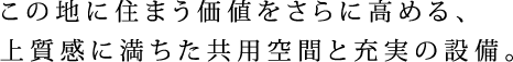 この地に住まう価値をさらに高める、上質感に満ちた共用空間と充実の設備。