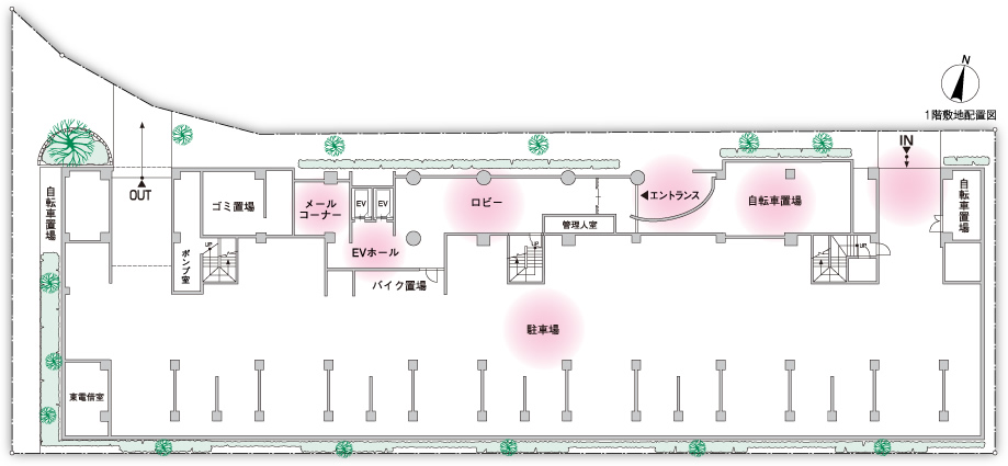 1階敷地配置図