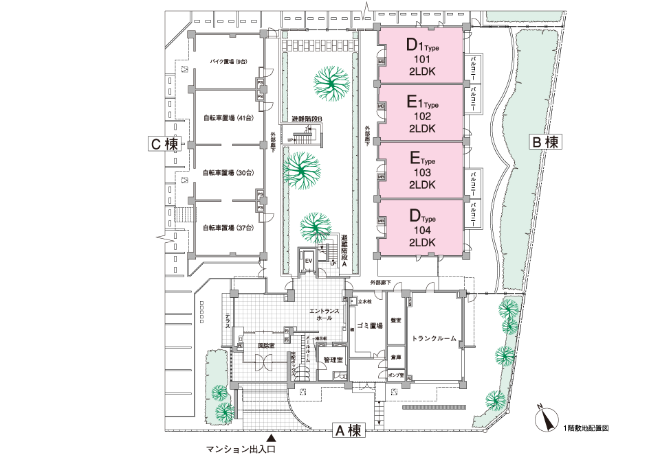 1階敷地配置図