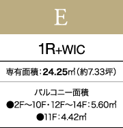 E 1R+WIC 専有面積：24.25㎡（約7.33坪）