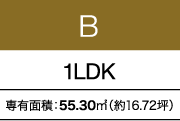 B 1LDK 専有面積：55.30㎡（約16.72坪）