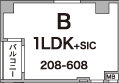 B 1LDK+SIC 208-608