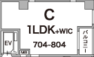 C 1LDK+WIC 704-804