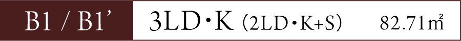 B1 / B1’ 3LD・K （2LD・K+S）82.71㎡