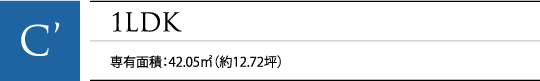 C' 1LDK 専有面積：42.05㎡（約12.72坪）