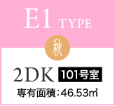 E1 TYPE 秋 2DK 101号室 専有面積：46.53㎡