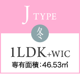 J TYPE 冬 1LDK+WIC 専有面積：46.53㎡