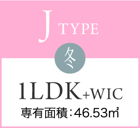 J TYPE 冬 1LDK+WIC 専有面積：46.53㎡