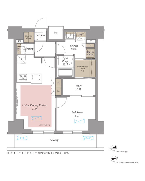 Lタイプの間取り