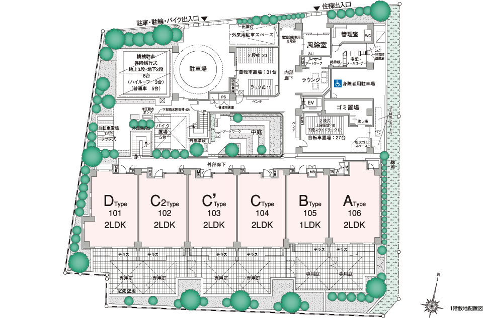 1階敷地配置図