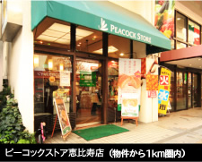 ピーコックストア恵比寿店（約800m・徒歩10分）