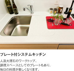 プレート付きシステムキッチン