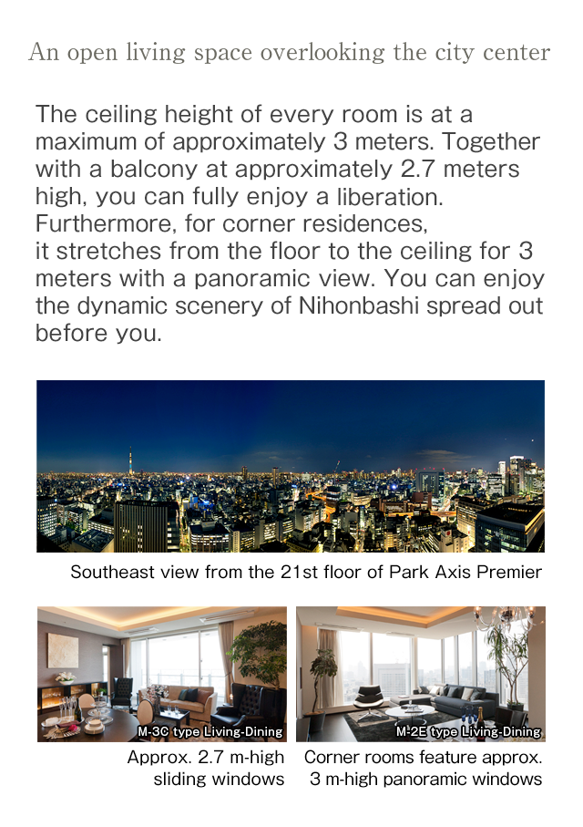 An open living space overlooking the city center