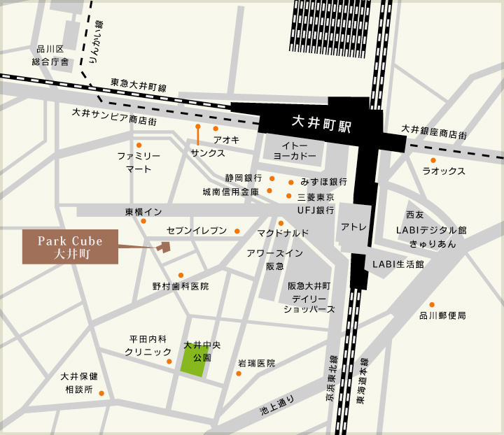 周辺環境 マップ 公式 パークキューブ大井町 賃貸マンション
