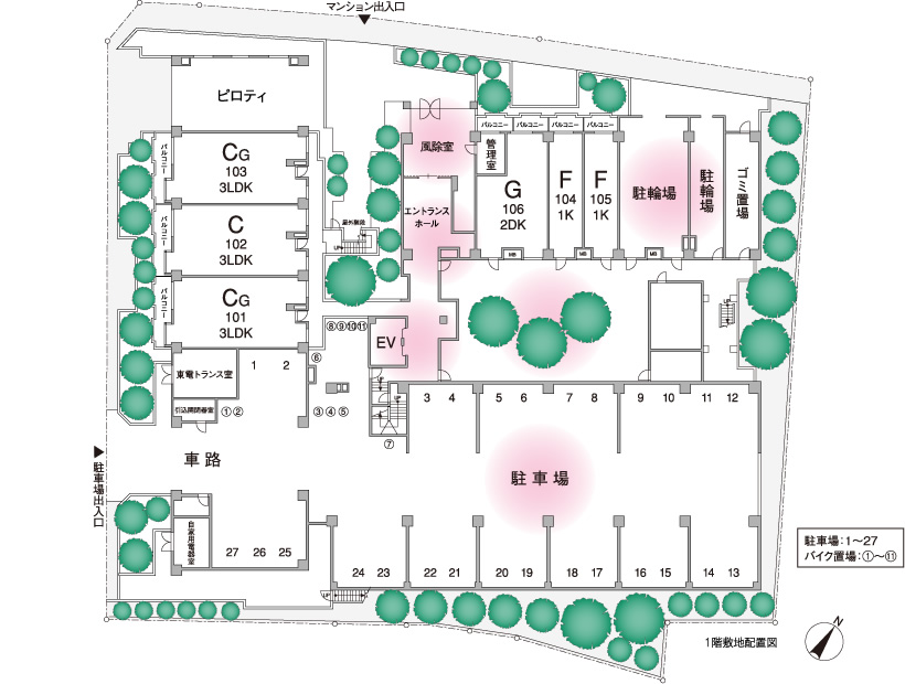1階敷地配置図