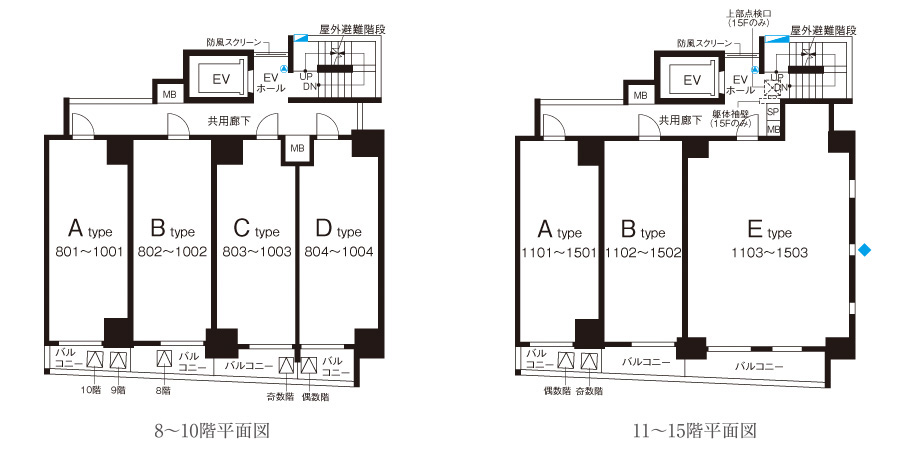 8～15階平面図