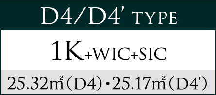 D4/D4’ type 1K+WIC+SIC 25.32㎡（D4）・25.17㎡（D4’）