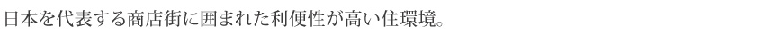 日本を代表する商店街に囲まれた利便性が高い住環境。