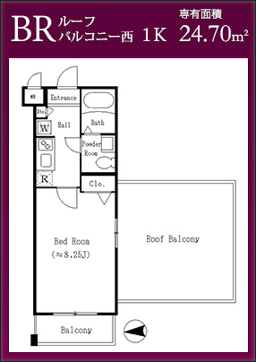 ＢＲルーフバルコニー西：1K