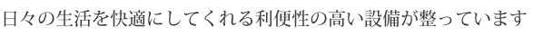 日々の生活を快適にしてくれる利便性の高い設備が整っています