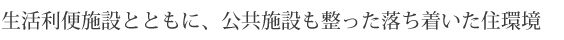 生活利便施設とともに、公共施設も整った落ち着いた住環境